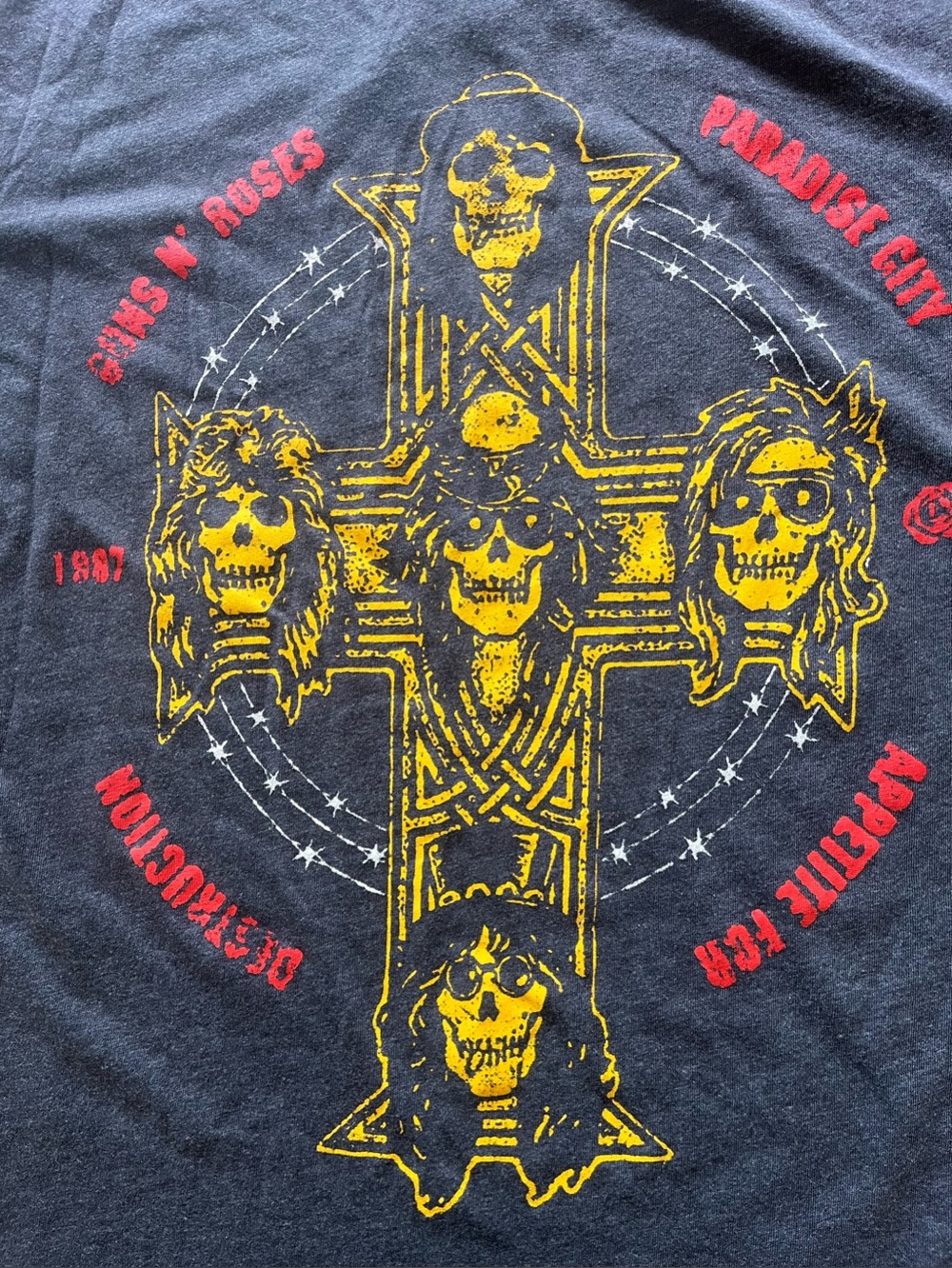 Guns N' Roses Graphic Tee - Heather Grey & Yellow